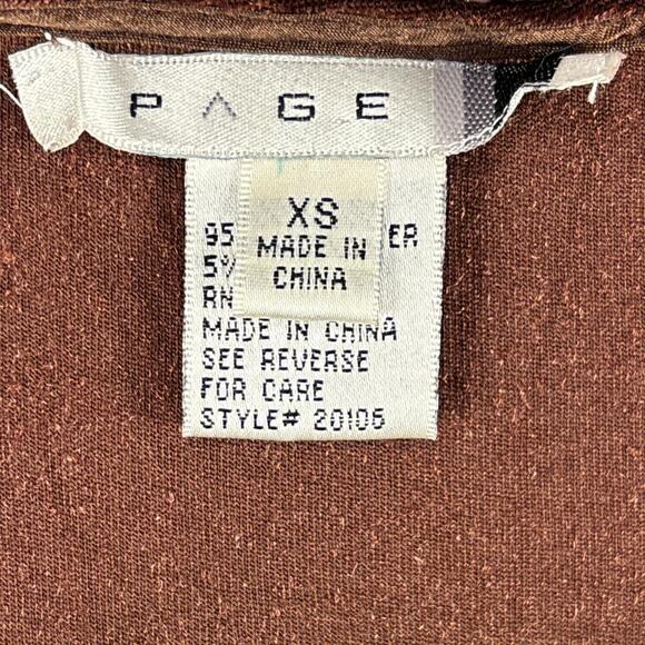 Vintage Page Brown Velvet Embellished V-neck Long-sleeve Top Size XS - Picture 3 of 6